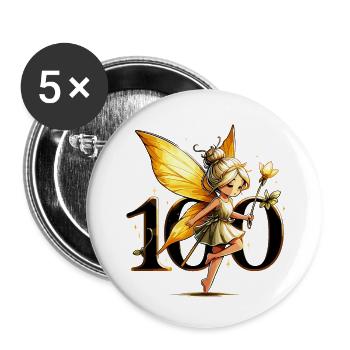 100 Years Fairy Elf Cute Gold Birthday Gift - Buttons small 1''/25 mm (5-pack) - white - Front