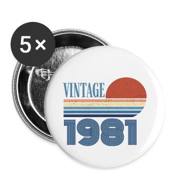 Jahrgang 1981 - Buttons klein 25 mm (5er Pack) - Weiß - Vorne