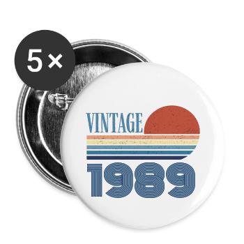 Vintage 1989 - Buttons small 1''/25 mm (5-pack) - white - Front