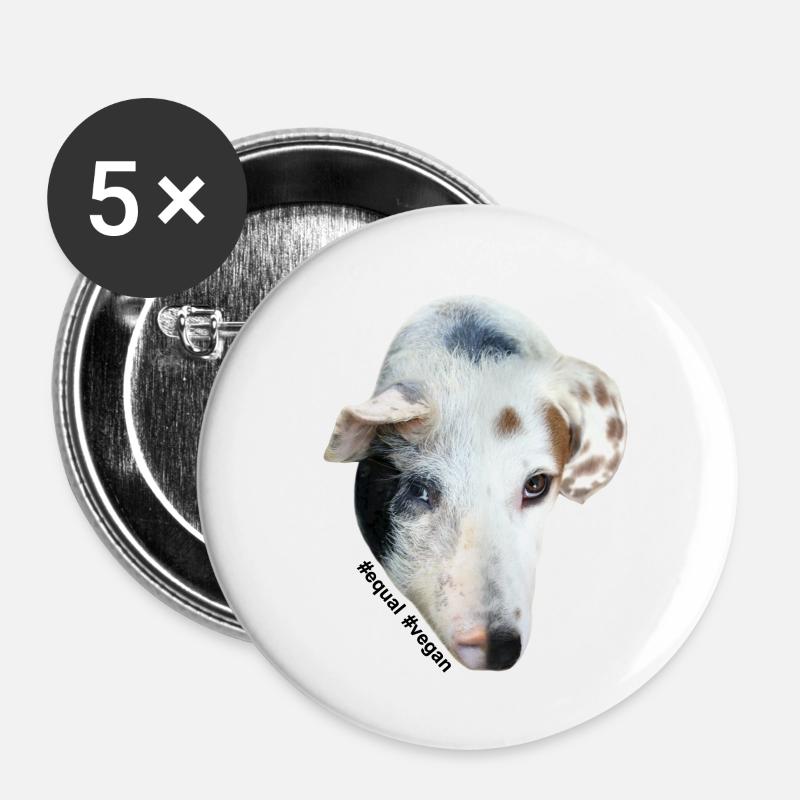 #equal #vegan - Buttons klein 25 mm (5er Pack) - Weiß