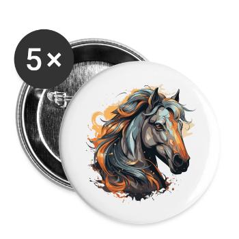Portrait de cheval - Lot de 5 petits badges (25 mm) - blanc - Devant