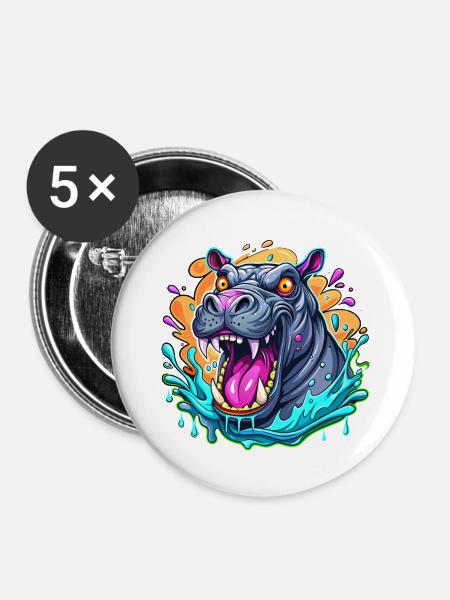 hippo - Buttons klein 25 mm (5er Pack) - Weiß