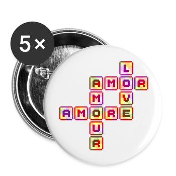 Amour Pixel Rétro Lettre Couleur Langues - Lot de 5 petits badges (25 mm) - blanc - Devant