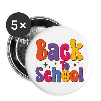 Back To School - Buttons small 1''/25 mm (5-pack) - white - Front