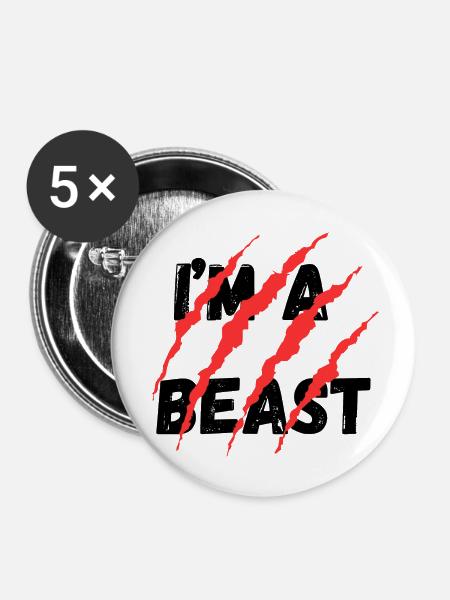 IM A BEAST - Buttons klein 25 mm (5er Pack) - Weiß