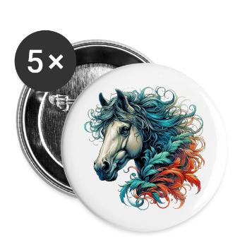 Horse - Buttons small 1''/25 mm (5-pack) - white - Front