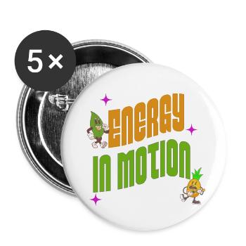 Nature énergique Dynamique Végétalien Mode de vie actif - Lot de 5 petits badges (25 mm) - blanc - Devant