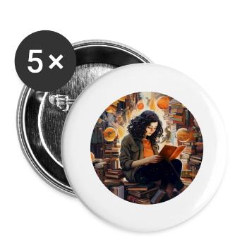 Femme lisant - Lot de 5 petits badges (25 mm) - blanc - Devant