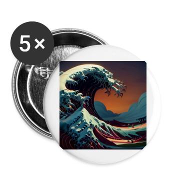 Welle von kanagawa,Welle, illustration,Japan - Buttons klein 25 mm (5er Pack) - Weiß - Vorne