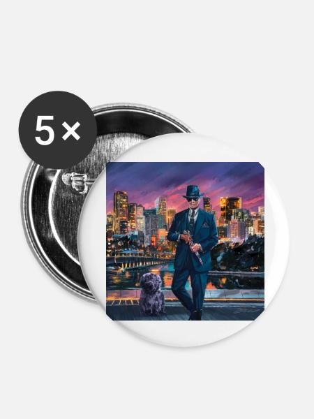 LA GANSTA - Buttons klein 25 mm (5er Pack) - Weiß