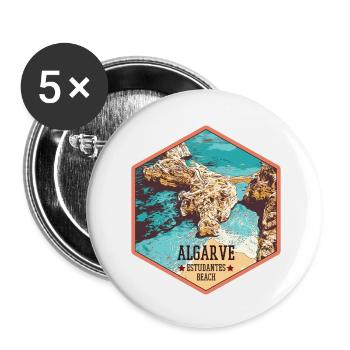 Estudantes beach near Lagos, Algarve - Buttons small 1''/25 mm (5-pack) - white - Front