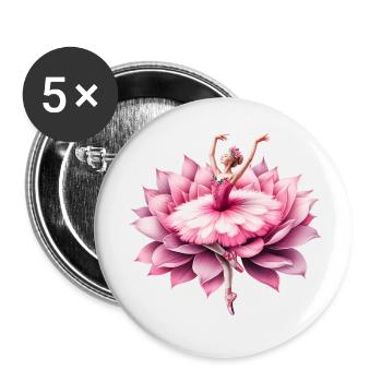 Balletttänzerin mit Tutu - Buttons klein 25 mm (5er Pack) - Weiß - Vorne
