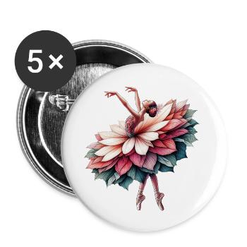 Balletttänzerin mit Tutu - Buttons klein 25 mm (5er Pack) - Weiß - Vorne