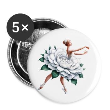 Balletttänzerin mit Tutu - Buttons klein 25 mm (5er Pack) - Weiß - Vorne