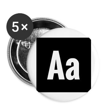 Letter A Square - Buttons small 1''/25 mm (5-pack) - white - Front