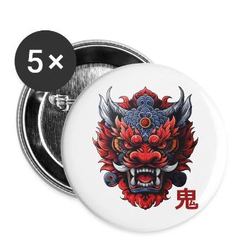 Oni, japanischer Dämon - Buttons klein 25 mm (5er Pack) - Weiß - Vorne