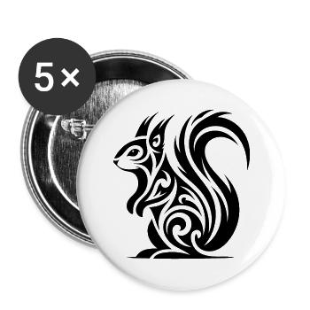 Süsses Eichhörnchen in Tattoo Style - Buttons klein 25 mm (5er Pack) - Weiß - Vorne