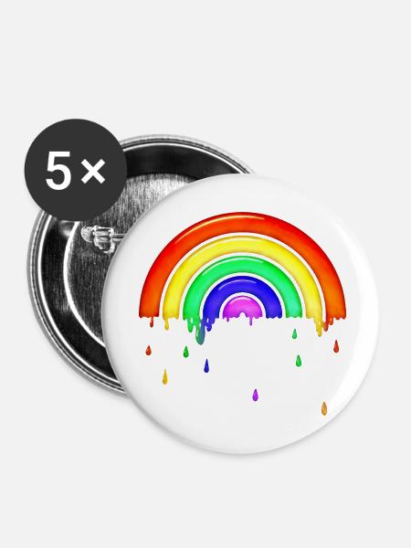 Gläserner retro Regenbogen - Buttons klein 25 mm (5er Pack) - Weiß