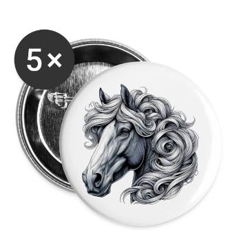 Horse - Buttons small 1''/25 mm (5-pack) - white - Front