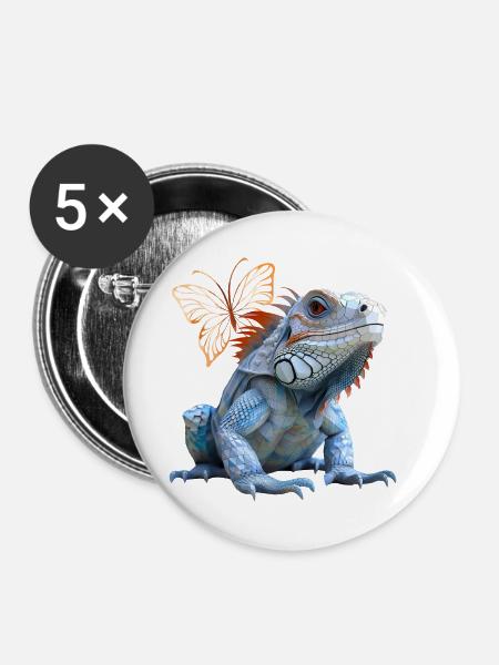 Leguan - Buttons klein 25 mm (5er Pack) - Weiß