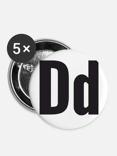 Buchstabe D - Buttons klein 25 mm (5er Pack) - Weiß