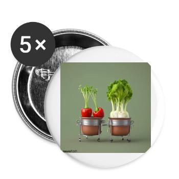 Vegetables in Pot Animation 1709911973 - Buttons klein 25 mm (5er Pack) - Weiß - Vorne