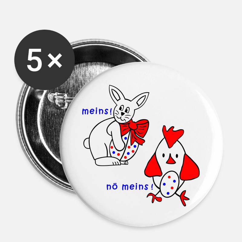 Bunny and chicken with easter egg - Buttons small 1''/25 mm (5-pack) - white