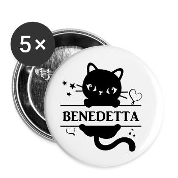 T-Shirt Benedetta T-Shirt Katze Katze Gato - Buttons klein 25 mm (5er Pack) - Weiß - Vorne