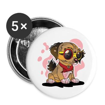 Cute puppy sitting with serious face fashion dog - Buttons small 1''/25 mm (5-pack) - white - Front