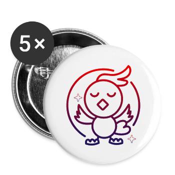 Baby Vogel macht Yoga Linie Kunst bunte Karikatur - Buttons klein 25 mm (5er Pack) - Weiß - Vorne