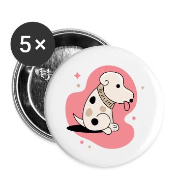 Cute puppy dog sitting with toungue out pet lover - Buttons small 1''/25 mm (5-pack) - white - Front