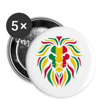 Reggae Lion - Buttons small 1''/25 mm (5-pack) - white - Front