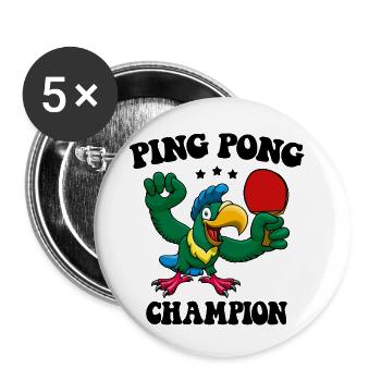 Ping Pong Champion Design Tennis de table et - Lot de 5 petits badges (25 mm) - blanc - Devant