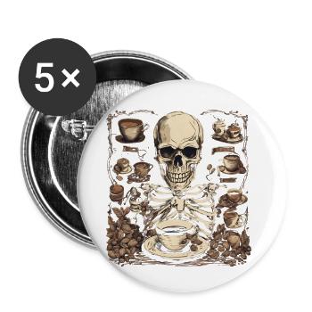 Art mural squelette, cadeau pour les amis - Lot de 5 petits badges (25 mm) - blanc - Devant