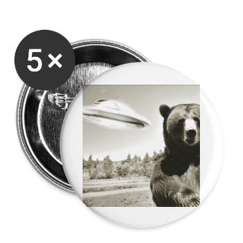 ours, photo, selfie, ovni, vintage, rétro - Lot de 5 petits badges (25 mm) - blanc - Devant