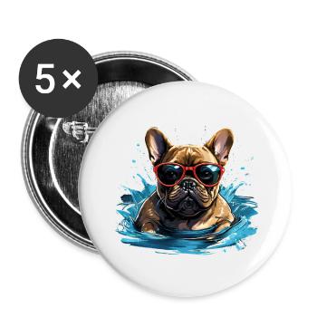 Meister im Hundeschwimmen - Buttons klein 25 mm (5er Pack) - Weiß - Vorne