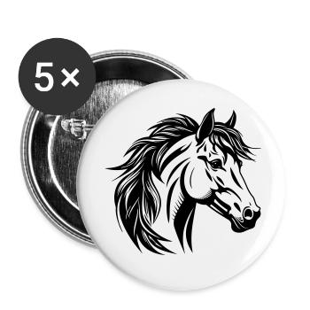 Portrait de cheval - Lot de 5 petits badges (25 mm) - blanc - Devant