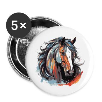 Portrait de cheval - Lot de 5 petits badges (25 mm) - blanc - Devant