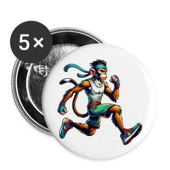 Monkey Fitness-Enthusiast Running & Jogging - Buttons small 1''/25 mm (5-pack) - white - Front