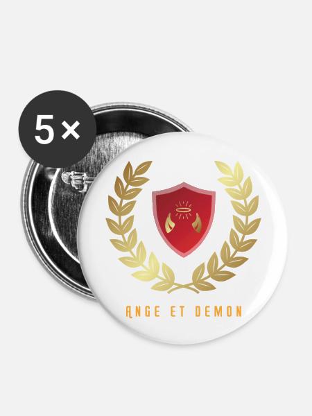Engel und Dämon - Buttons klein 25 mm (5er Pack) - Weiß