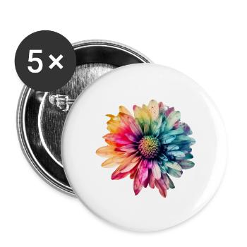 Mehrfarbige Blume 1 - Buttons klein 25 mm (5er Pack) - Weiß - Vorne