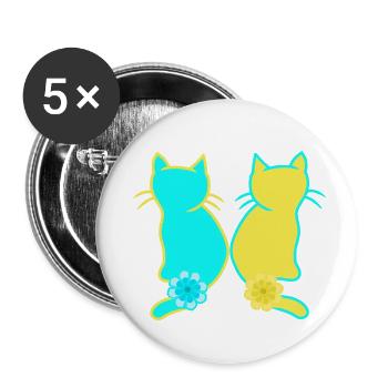 Chat domestique chats chat animaux Ukraine - Lot de 5 petits badges (25 mm) - blanc - Devant
