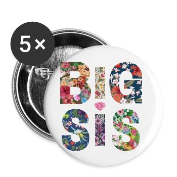 BIG SIS - Soeur - Grande Soeur - Look de partenaire - Lot de 5 petits badges (25 mm) - blanc - Devant