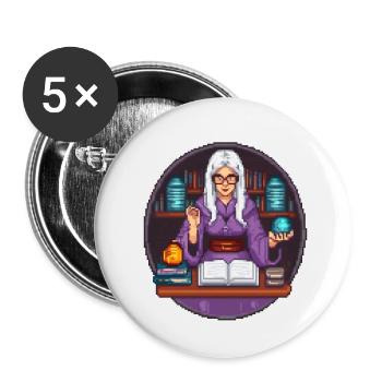 Arcane Librarian Pixel - Buttons small 1''/25 mm (5-pack) - white - Front