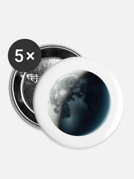 Zunehmende Mondsichel - Buttons klein 25 mm (5er Pack) - Weiß