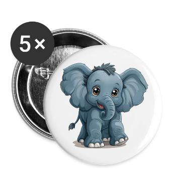 éléphant2 copie - Lot de 5 petits badges (25 mm) - blanc - Devant