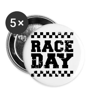 Jour de course drapeau à damier voiture de course formule icône de course - Lot de 5 petits badges (25 mm) - blanc - Devant