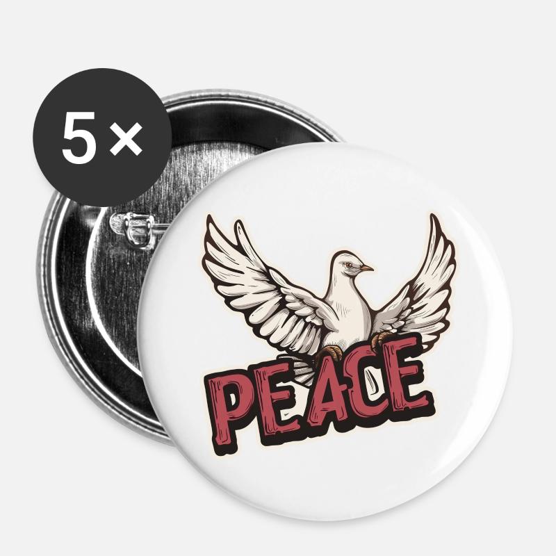 PEACE - Buttons klein 25 mm (5er Pack) - Weiß