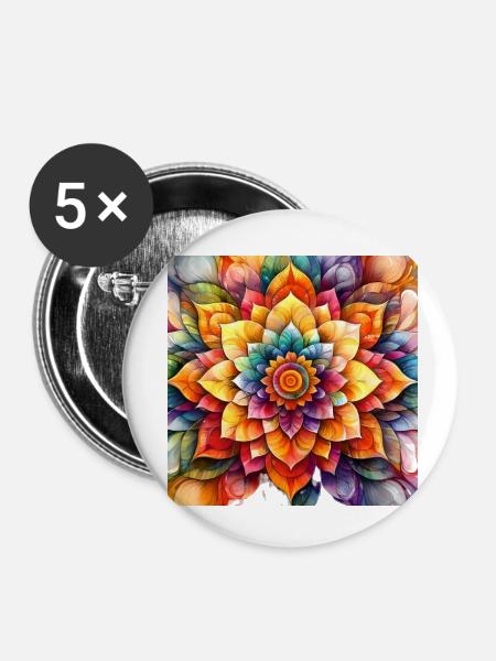 Mandala Time 2 - Buttons klein 25 mm (5er Pack) - Weiß