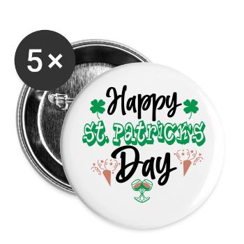 Happy St Patricks Day - Buttons small 1''/25 mm (5-pack) - white - Front
